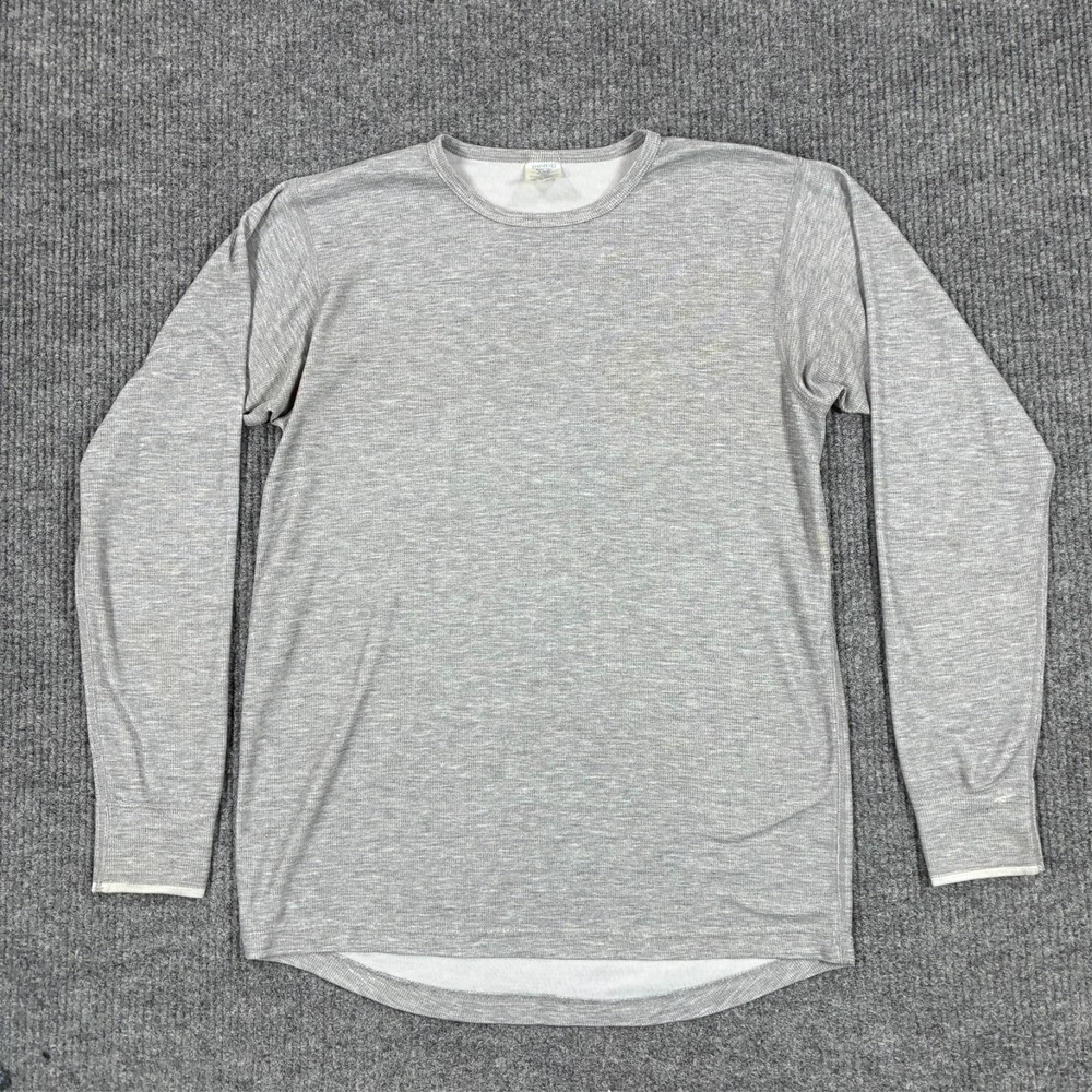 Vintage Lands' End Thermal Shirt Gray Waffle Long Sleeve Mens XL Tall USA Made